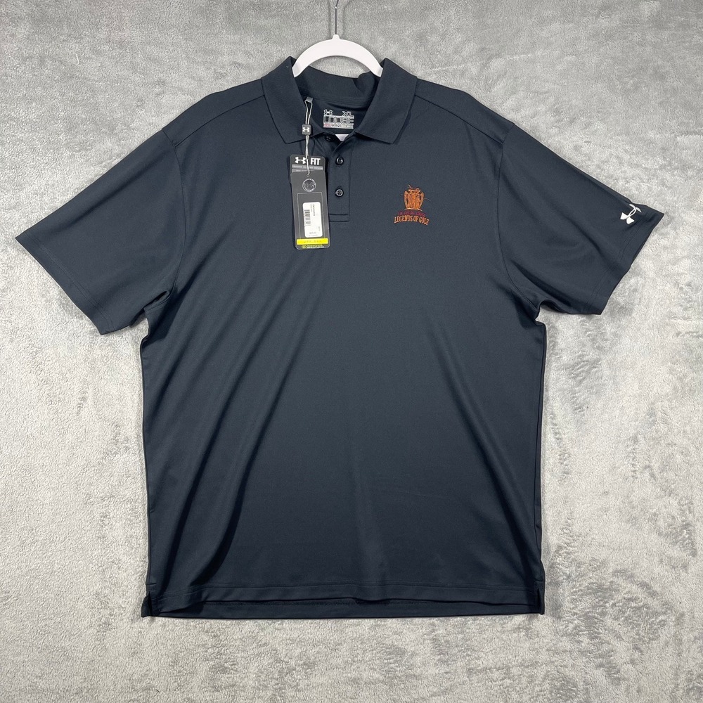 Under Armour Polo Shirt Mens XL Black‎ Big Cedar Lodge Legends of Golf HeatGear